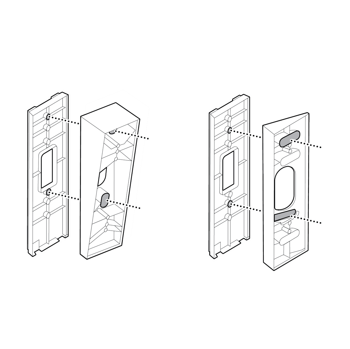 Illustration for No Drill Mount (2nd Gen) for Battery Doorbells - Attach the Wedge or Corner Kit using the two included bracket screws