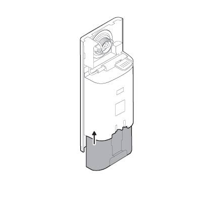 Illustration of re-inserting the battery into the Peephole Cam 2K.