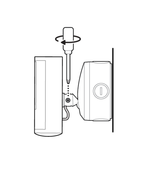 Illustration to show tightening the security screw with a screw driver.