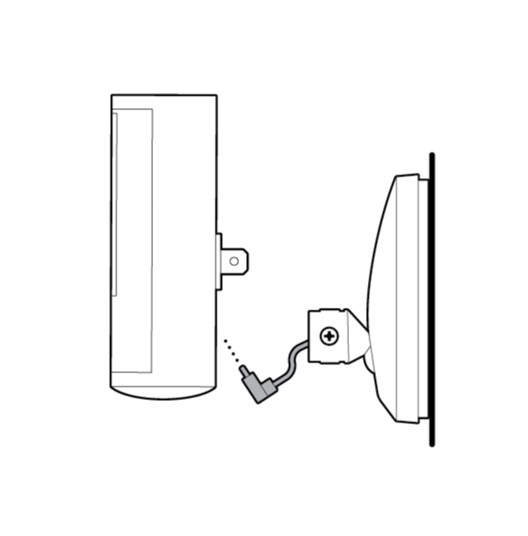 Illustration to show the camera being plugged into the USB-C cable on the junction box cover mount.