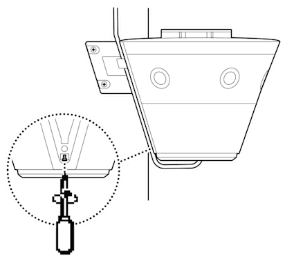 An illustration of the security screw on the device being tightened.