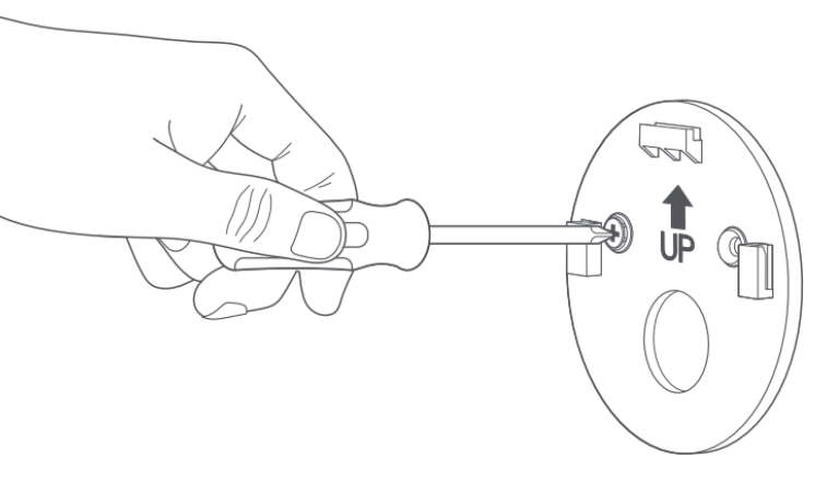 Illustration of installing the Outdoor Cam mounting plate. 