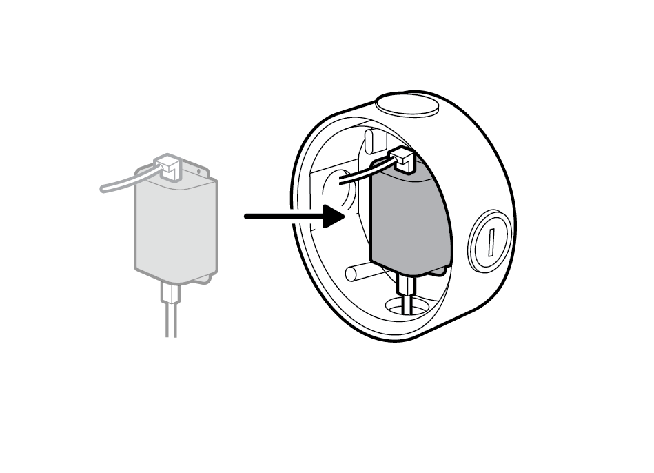 Illustration putting PoE to USB-C Adapter into junction box.
