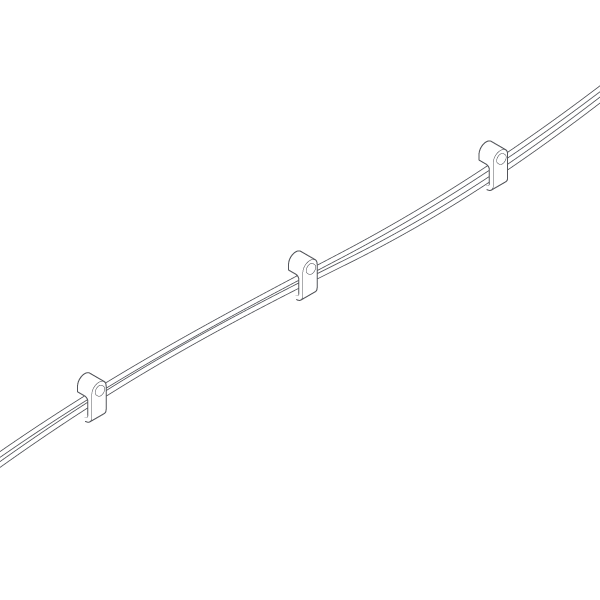 Illustration of Plug-In Adapter cable secured to wall with clips.