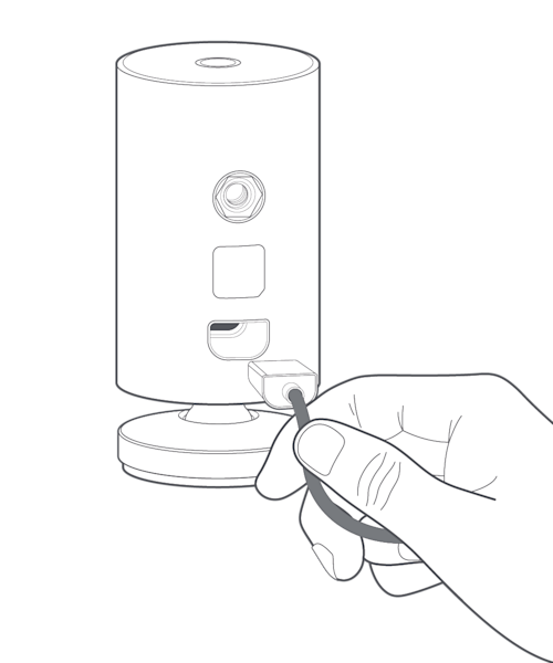 Illustration showing the USB-C power cable and the plug receptor on the back of the device.