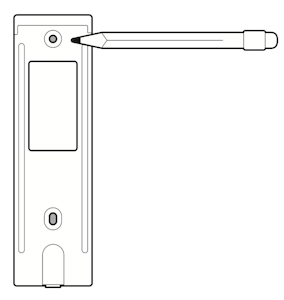 Illustration showing to use the mounting bracket as a guide to mark the screw holes onto the wall for installation.