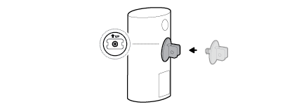 Diagram with arrow that points toward the hex joint on the camera. 