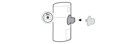 Diagram with arrow that points toward the hex joint on the camera. 