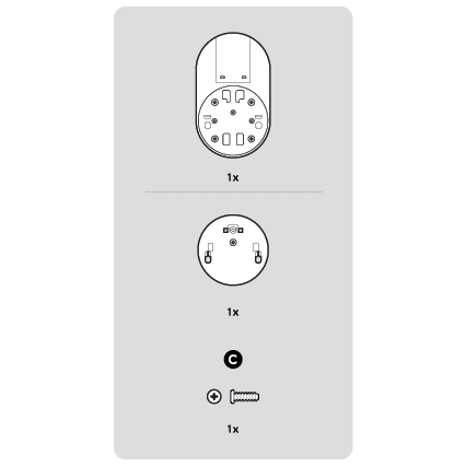 Illustration of all included hardware for Stick Up Cam Installation.