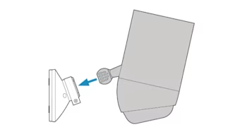 Illustration showing how to attach the Spotlight Cam Plus or Pro to the mount. 