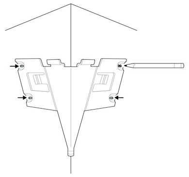 An illustration of screw holes being marked with a pencil, using the mounting plate as a guide.