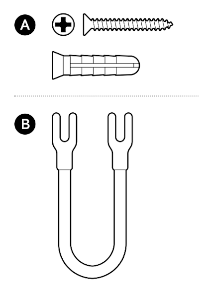 Illustration of the included hardware for the Wired Doorbell 2K.
