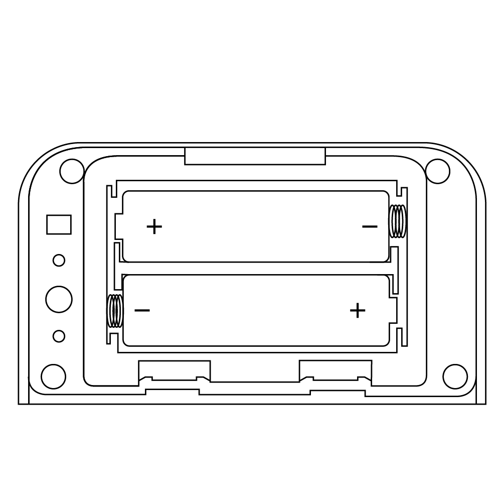 Line drawing of the battery compartment of the Outdoor Contact Sensor. 