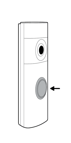 Illustration to show the button on the front of the device, to ring your doorbell to test it.