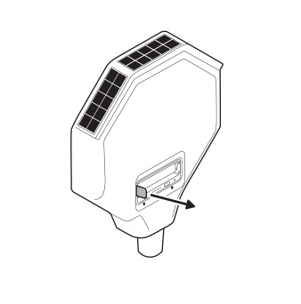 Illustration showing to remove the battery pull tab from the Ring Beacon before use.
