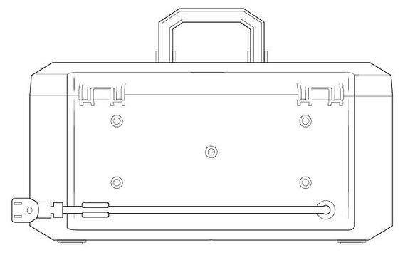 Illustration of the back of the Ring Jobsite Security Case, showing the protection and mounting options