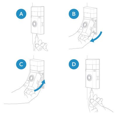 Illustration of how to remove and replace the Ring Video Doorbell 3 faceplate