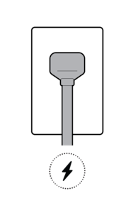 Illustration showing the power adapter plugged into a wall outlet.