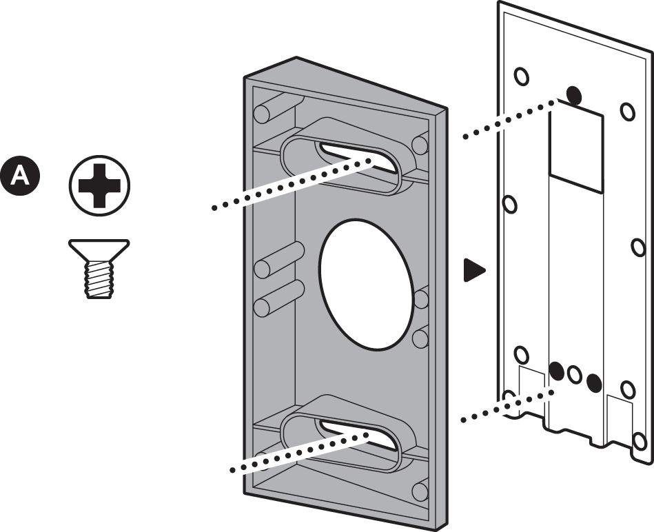 Illustration of how to attach a Ring Corner Kit to the No Drill Mount Mounting Bracket.