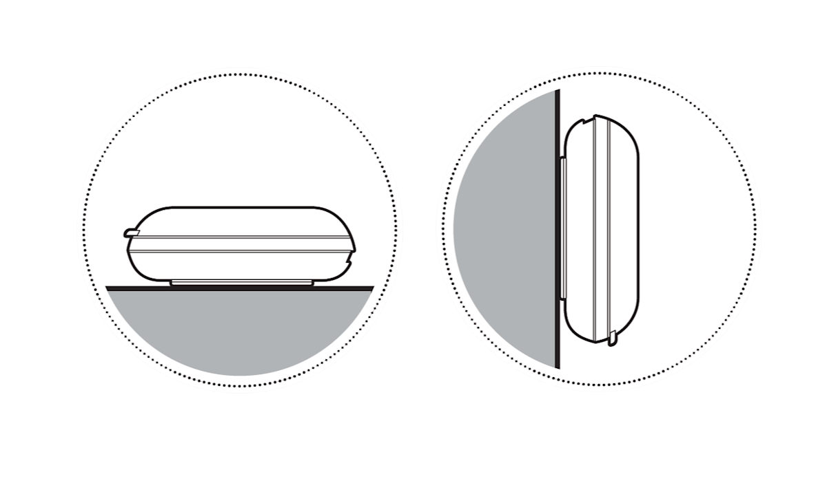 Illustration to show placement of Panic Button (3rd Gen) on a wall or flat surface.