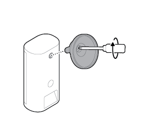 Illustration to show the mount being attached to the camera using the top hole and the included screw.