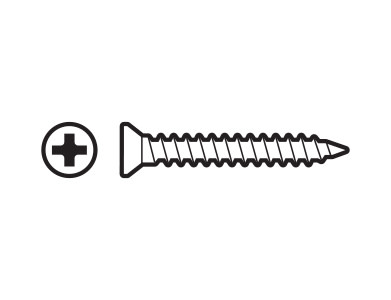 Illustration of a screw from the installation hardware.