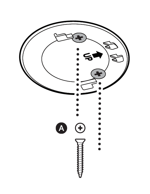 Illustration of how to secure the Mounting Bracket for the ceiling installation of the Ring Pan-Tilt for the Indoor Cam Plug-in.