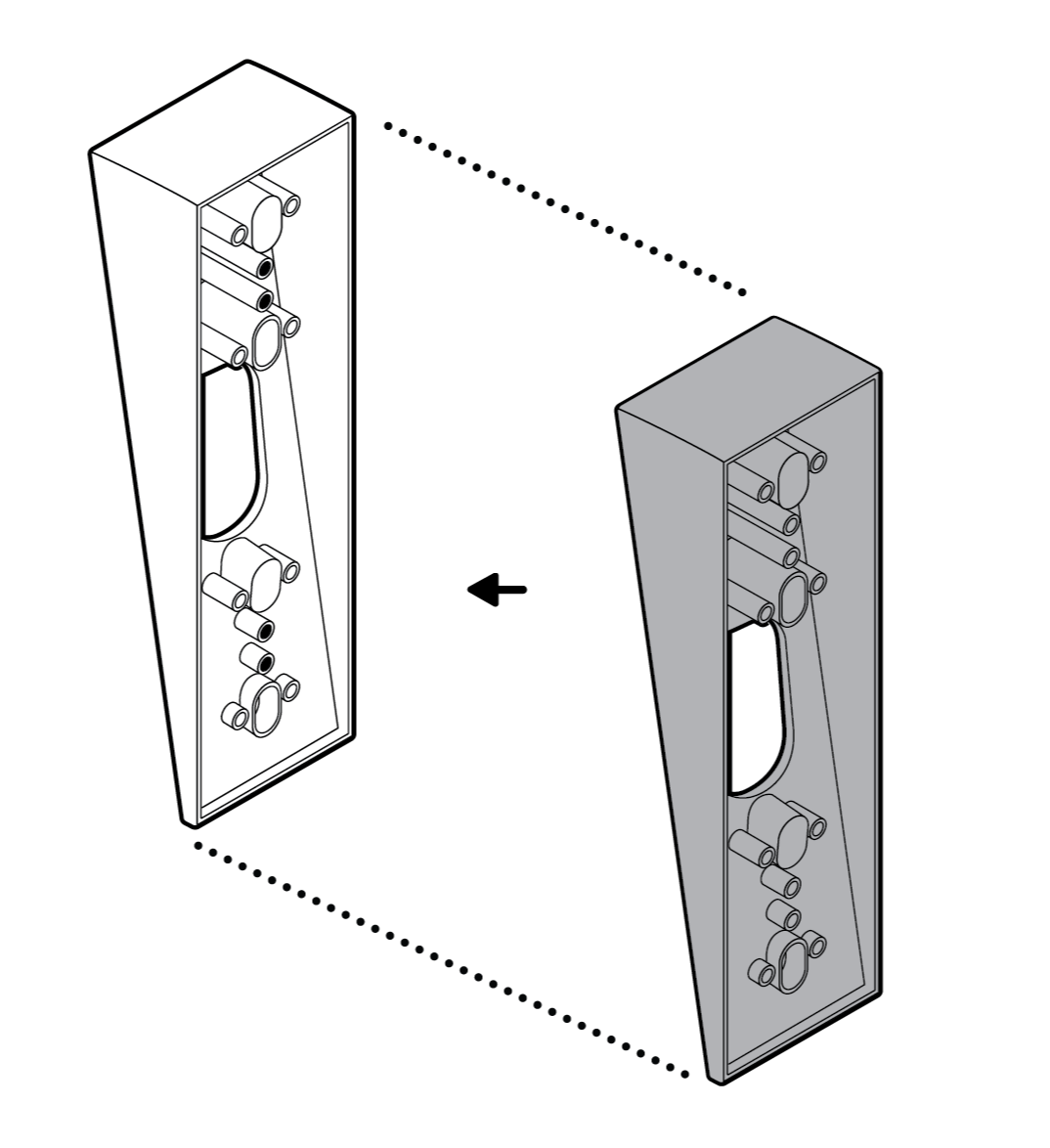 Illustration to show stacking multiple wedge mounts.