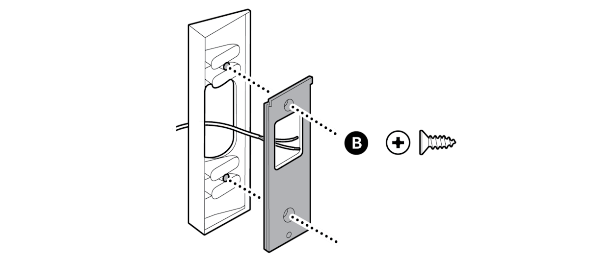 Diagram showing mounting bracket with screw placement points