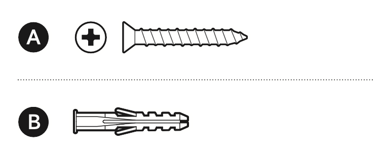 Illustration of the included installation hardware for the Smoke and CO Listener (2nd Gen).