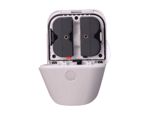  Solid red rectangle light battery fully charged; flashing red light battery low; Spotlight Cam battery status 