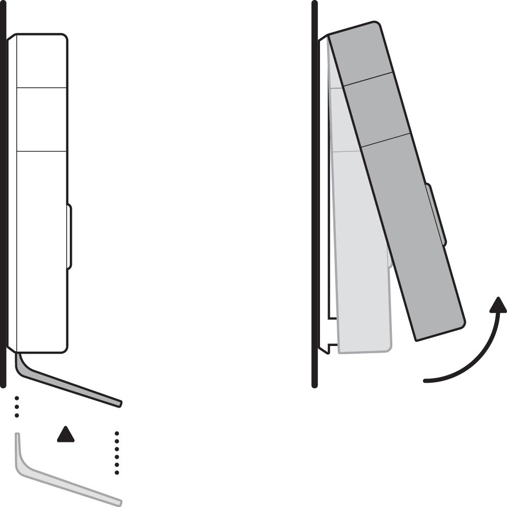 Illustration of how to dismount the Ring Battery Doorbell with a Push Pin Security tool. 