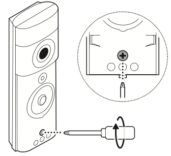 Illustration showing to tighten the security screw after mounting the device.
