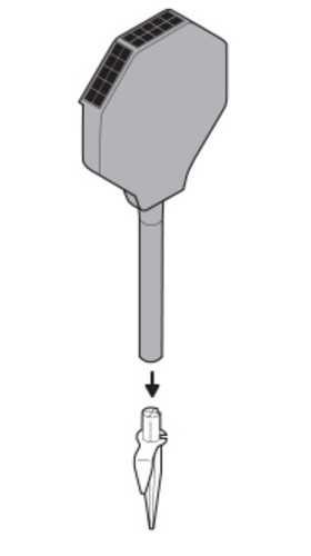 Illustration showing to attach the Ring Beacon to the ground stake installation.