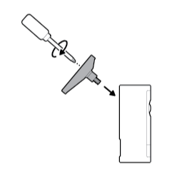 Illustration showing attaching the camera mount to the back of your camera with its screw.