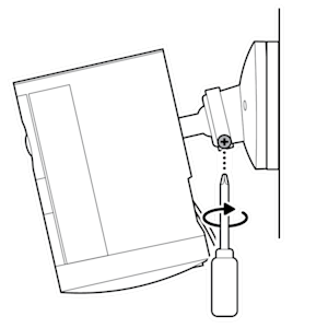 An example of tightening the ball joint on the camera by turning the screw on the ball joint in a clockwise motion with a screwdriver.