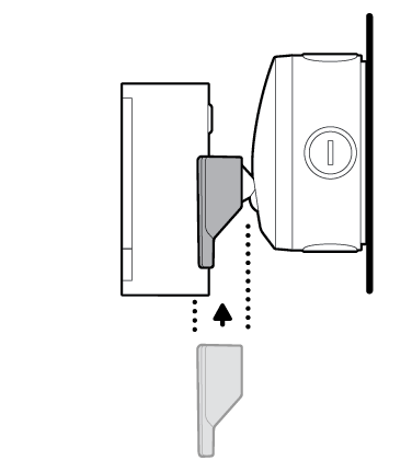 Illustration to show sliding the decorative cover on to the camera.