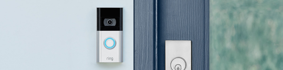 Ring Video Doorbell 4 on a modern home's front door.