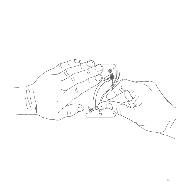 An illustration of a hand with a ring screwdriver tightening the mounting screws on the bracket.