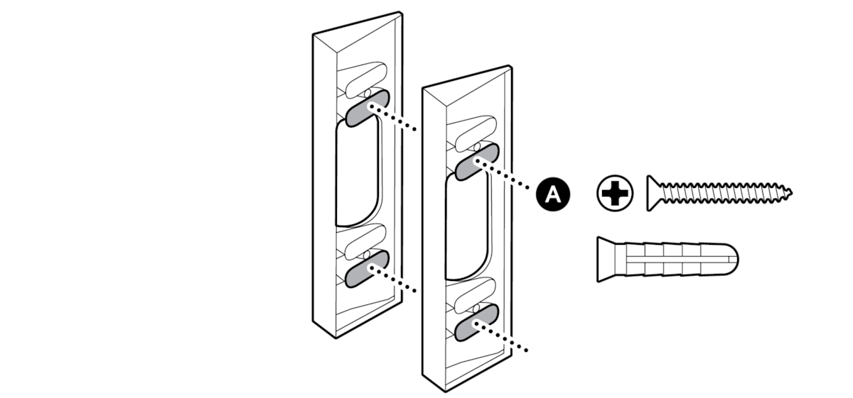 Technical diagram showing wall anchor and screw installation steps