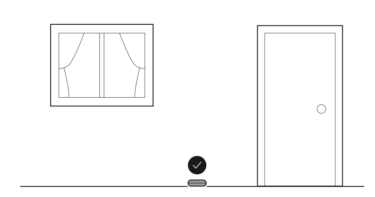 Illustration showing to place your sensor on a level surface with the Ring logo facing up.