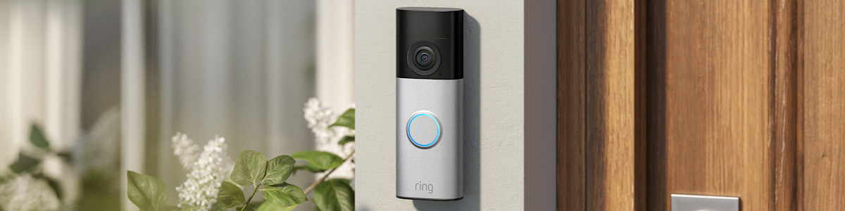 Image showing a Ring Battery Doorbell Plus (2nd Gen) installed on a modern home.