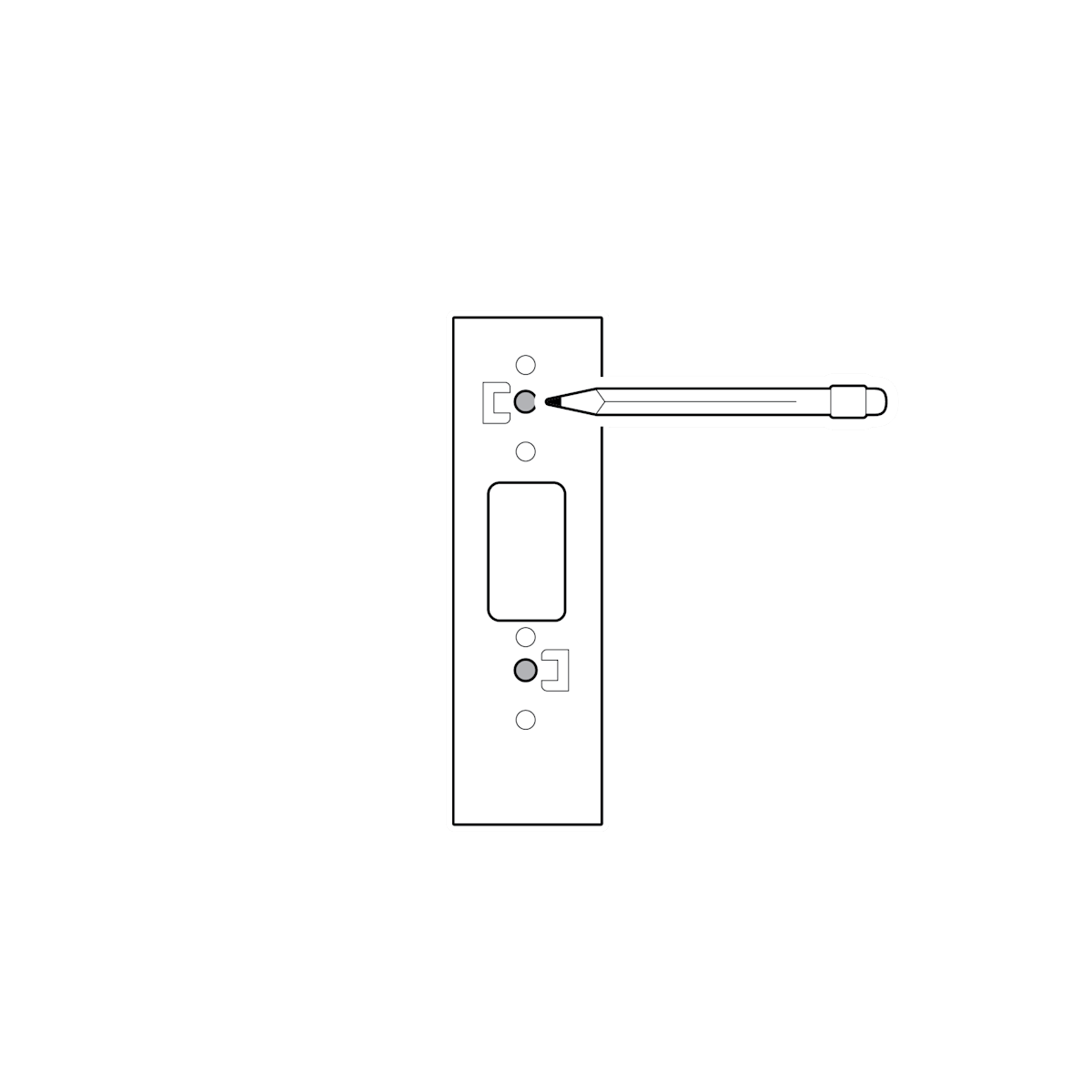 Pencil using the Doorbell spacer to create a template
