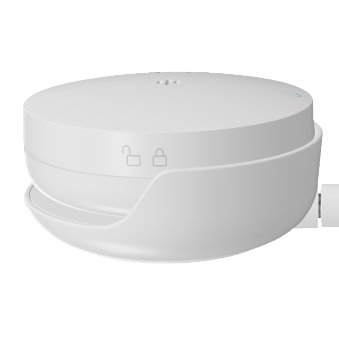 Image of the Sump Pump Monitor with a side view showing the lock.