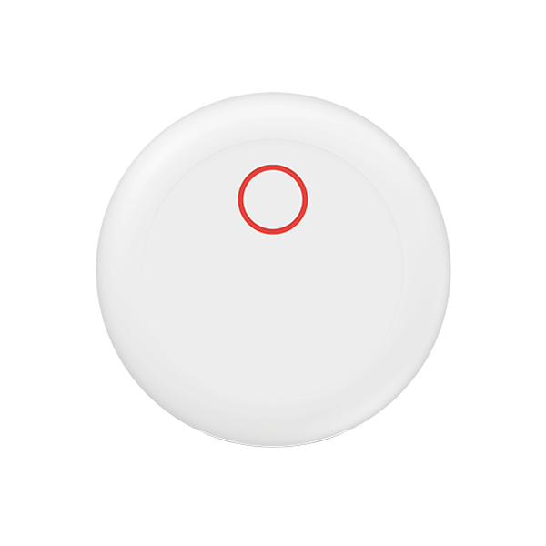 A circular sensor with a red circle LED light on at the top.
