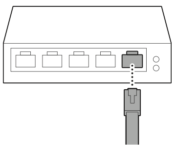 Illustration showing to plug your network cable into your PoE switch.
