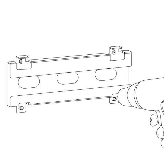 Technical line drawing of a mounting bracket system for Jobsite Security site