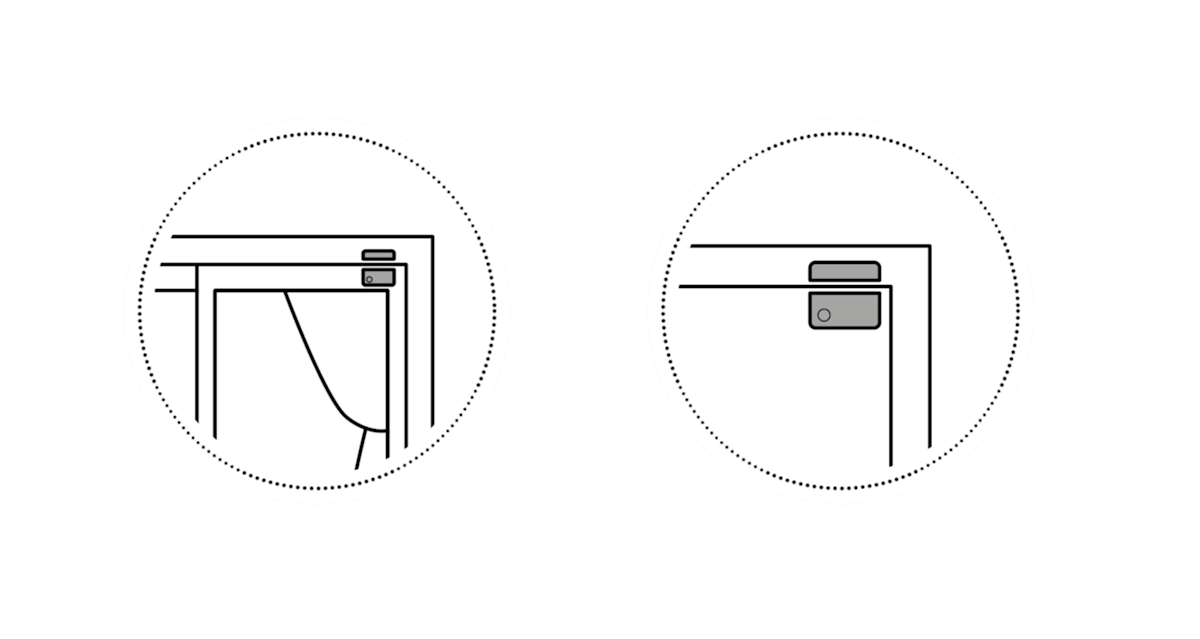 Illustration to show the positioning of the Window & Door Sensor on a window or door frame.