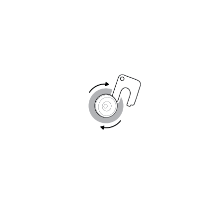 Illustration of using the included peephole key to scrape away paint covering the edges of the viewer's lens or rear side on the Peephole Cam 2K.