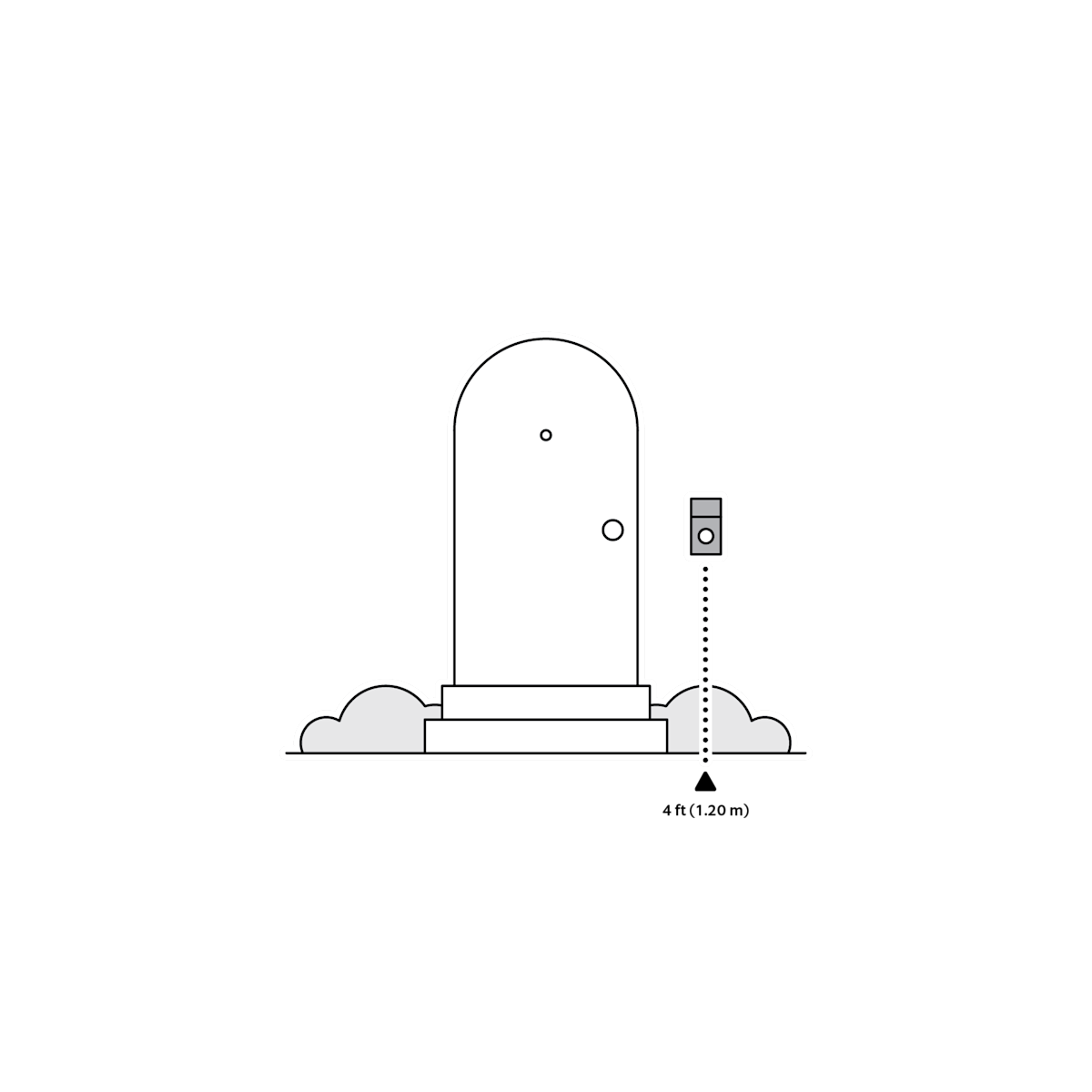 Illustration showing a door and the recommended mounting height